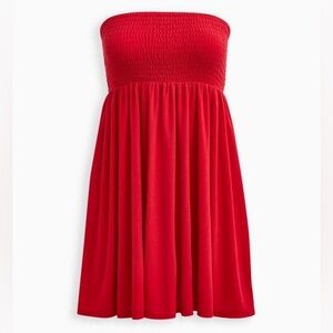 Torrid Smocked Strapless Cover-Up Mini Dress